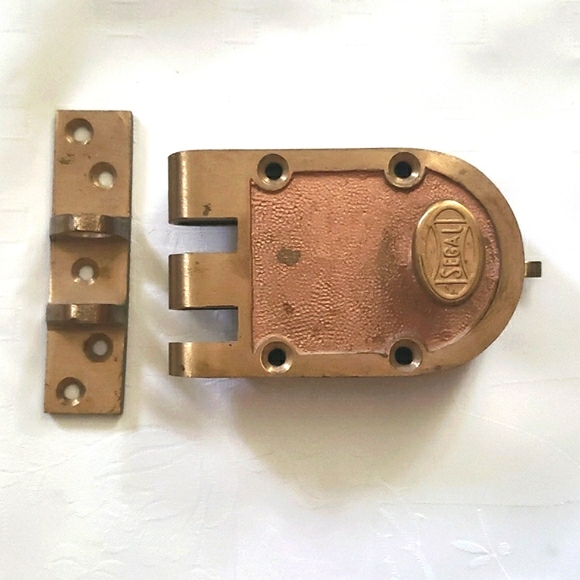 Vintage Brass Segal Hinged Surface Door Lock - Picture 1 of 3